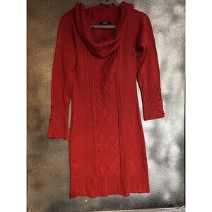 Leighton Red Sweater Dress XL Textured Turtleneck Modest Career Work Fall Winter